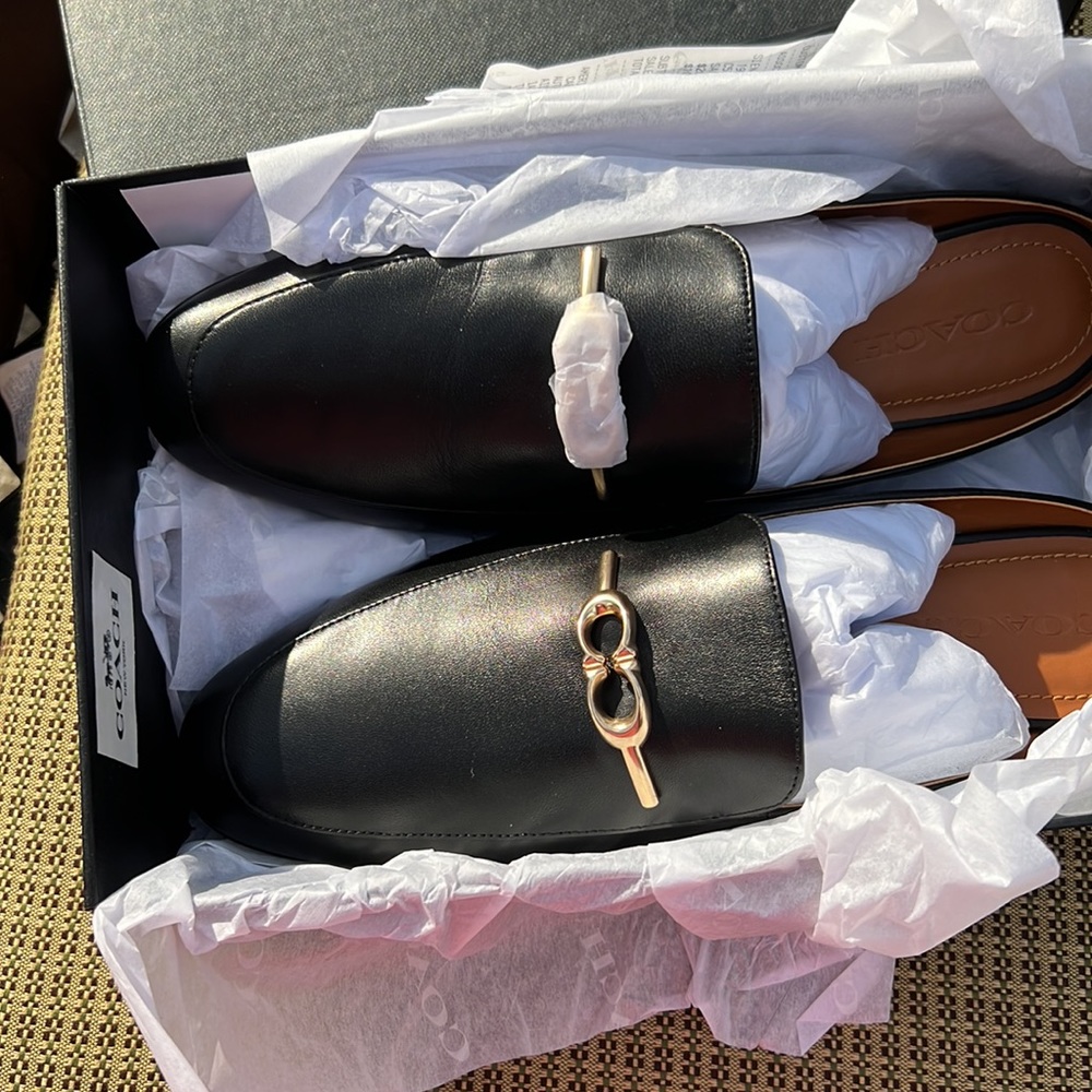 Coach Black Sienna Leather Slides -Size 11